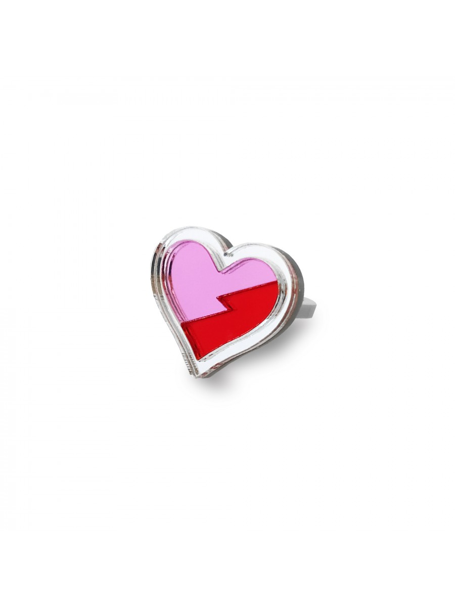 CORAZÓN PARTÍO PLATA ANILLO